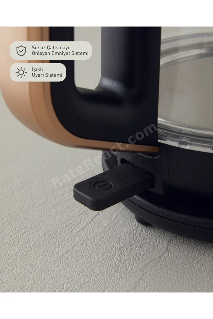 CMK 6001 Cam Çay Makinesi ve Kettle Siyah-Bakır