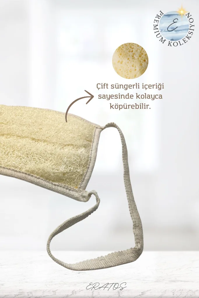 %100 Doğal Kabak Lifli Çift Süngerli Sırt Kesesi - Premium Koleksiyon