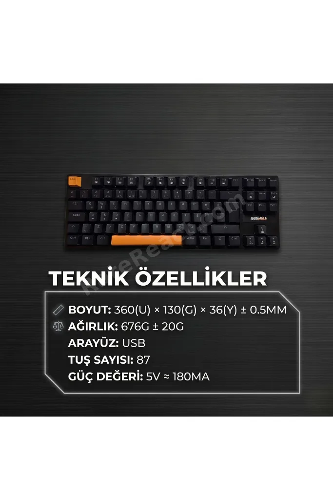 87 Tuşlu Kablolu RGB Gaming Klavye, Mekanik Hissiyatlı, Örgü Kablolu Oyuncu Klavyesi
