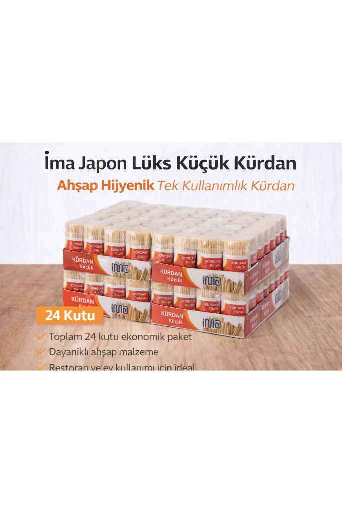 İma Japon Lüks Küçük Kürdan Ahşap Hijyenik Tek Kullanımlık Kürdan 24 Adet