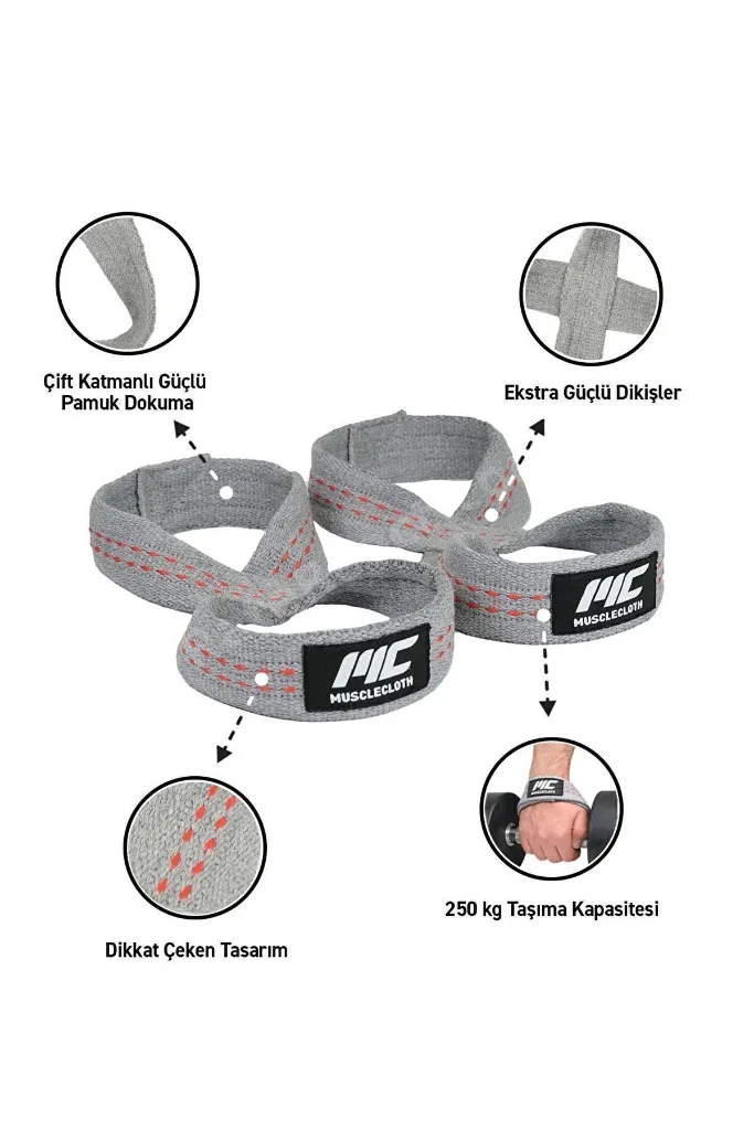 8 Loop Lifting Straps Gri (L-XL BEDEN)