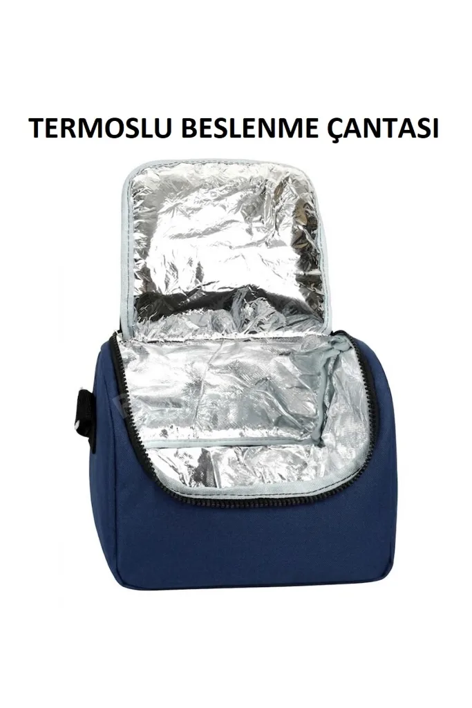 Okul Çantası Erkek Okul Çantası 3lü Set Okul Çantası Desenli Lüx Okul Çantası Termal Termoslu Beslenme