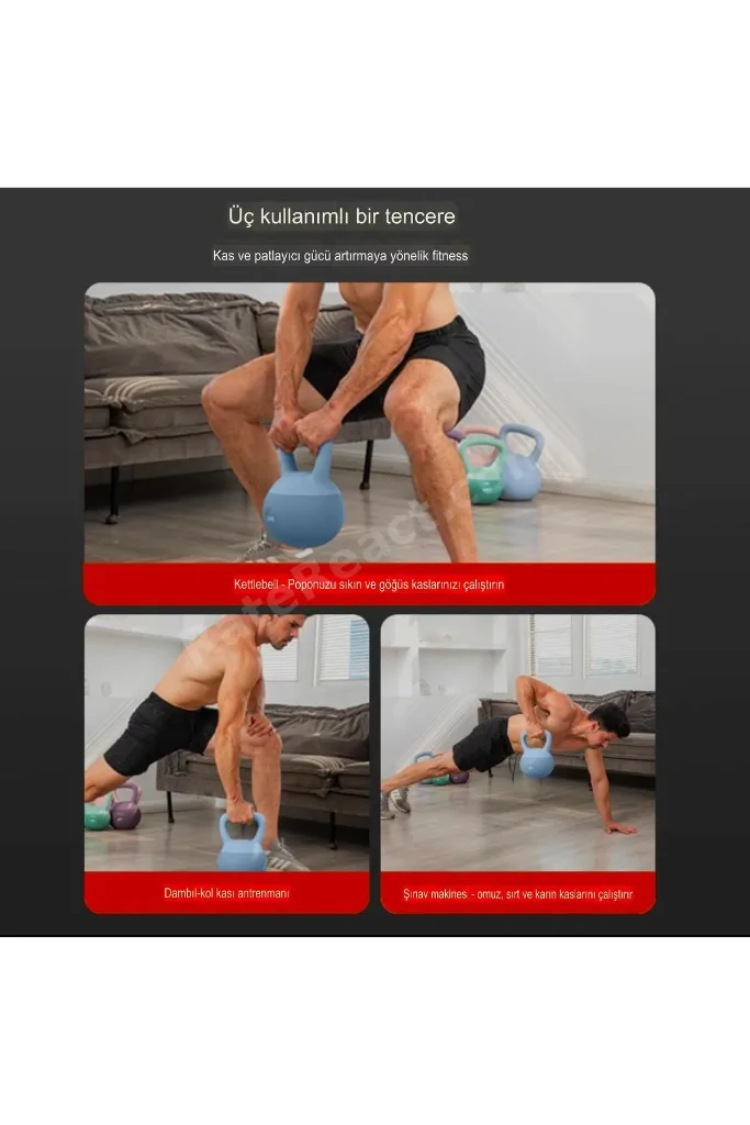 10 Kg Soft Kettlebell Yumuşak Tabanlı Metal Kumlu Ses Yapmaz Darbeye Dayanıklı