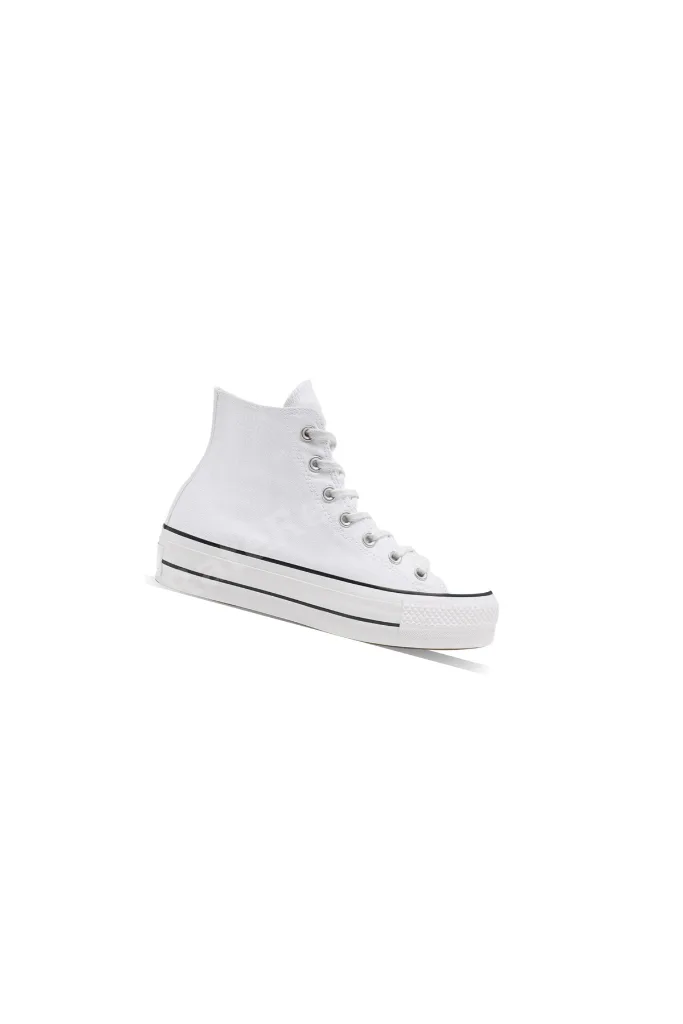 Beyaz Uzun Bilekli Unisex Bağcıklı Kalın Taban All Star Platform Sneaker Spor Ayakkabı