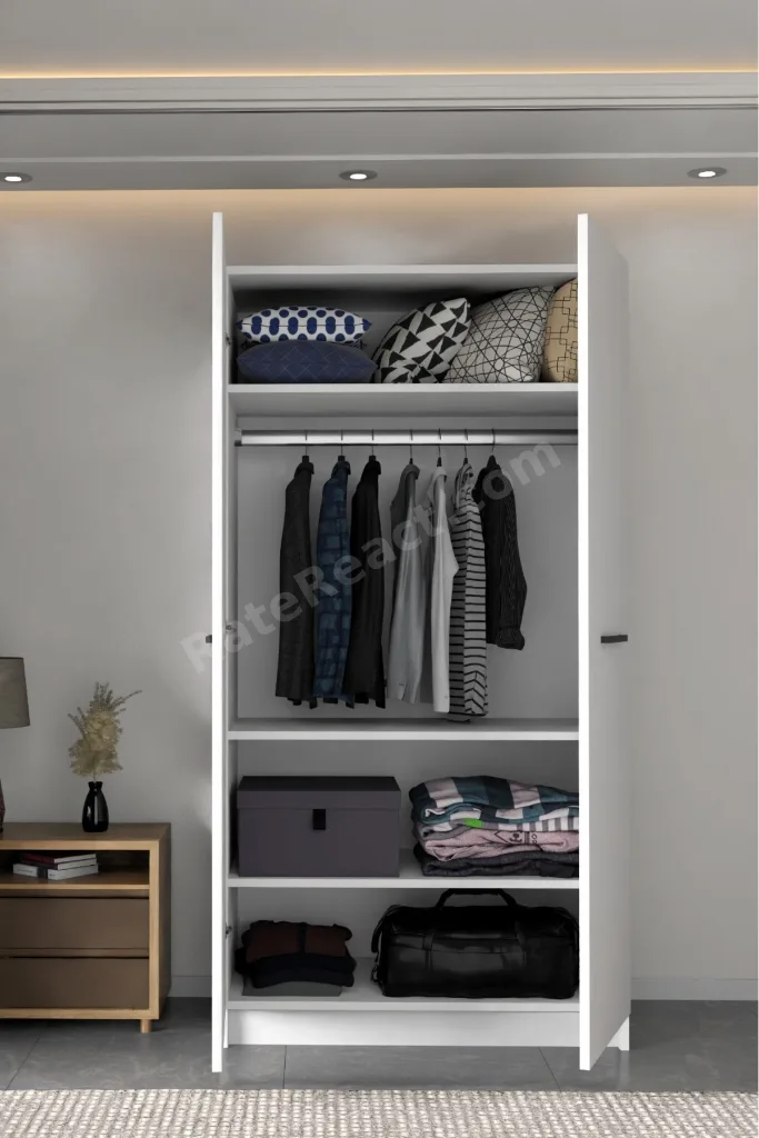 - LADİK - BEYAZ ÇİFT KAPAKLI GARDIROP 210-90-45 CM