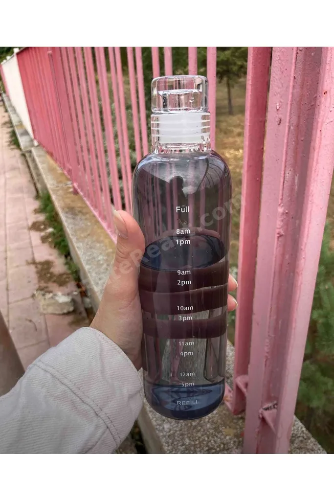Sağlıklı Cam Su Şişesi 500ml Motivasyonlu Sızdırmaz Matara Suluk Borosilikat Cam