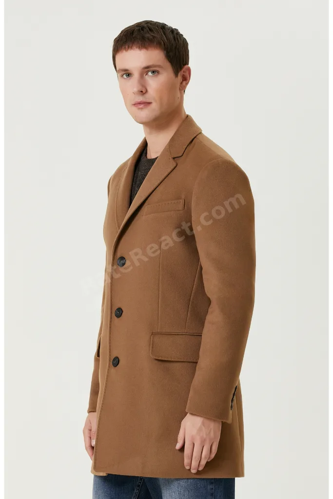 Camel Kaşmir Karışımlı Palto