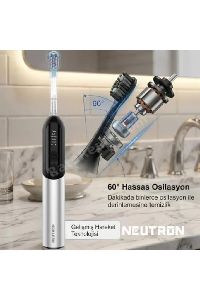 TTKTEKNOLOJİ NTL-TB-12PS ŞARJLI SONİK DİŞ FIRÇASI SİLVER, DİJİTAL EKRANLI, 60° HAREKETLİ BAŞLIK TTKT