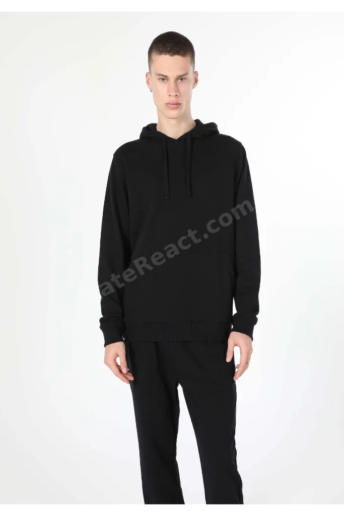 Regular Fit Erkek Siyah Sweatshirt