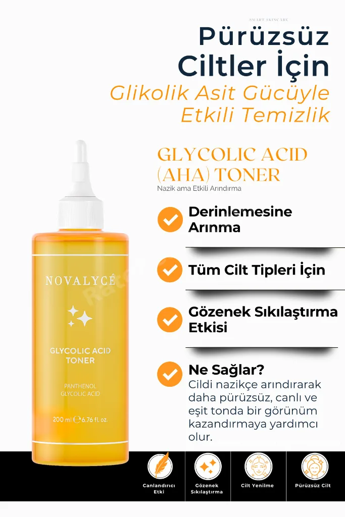 Glikolik Asit Tonik Cilt Yenileyici ve Gözenek Sıkılaştırıcı Tüm Ciltler Için