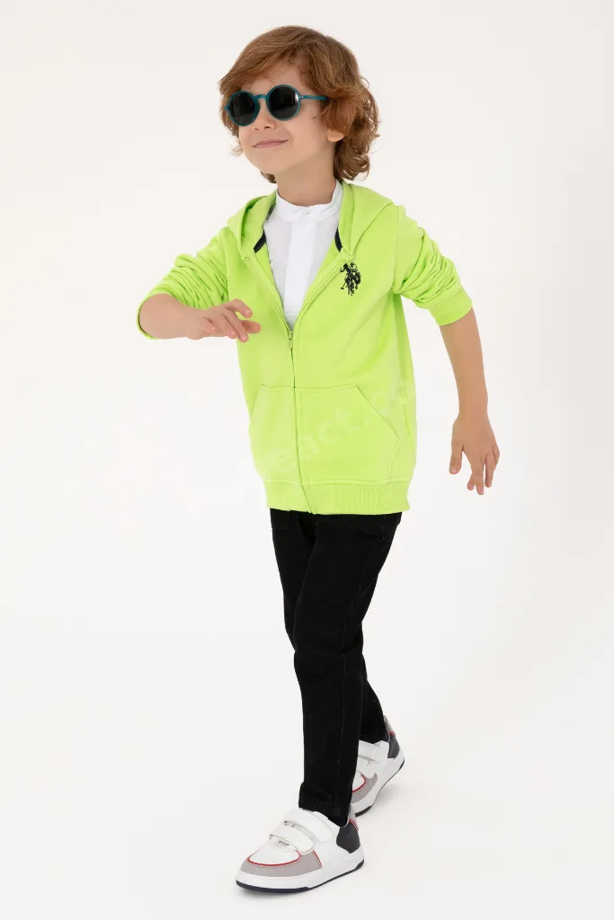 Erkek Çocuk Yeşil Fermuarlı Kapüşonlu Sweatshirt 50316706-VR020