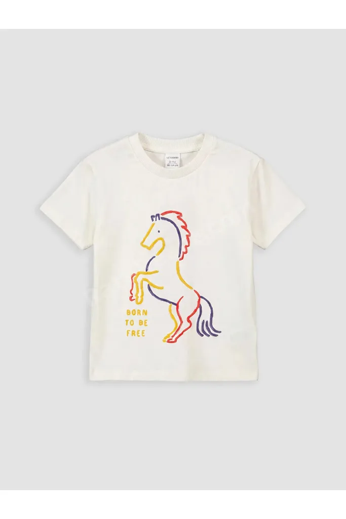 Ekru Erkek Bebek Tişört ve Pantolon Takım