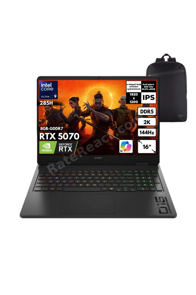 Omen Slim 16-AN0017NT U9-285H 48GB 4TB RTX5070 16" 2K 144Hz Win11 Home +S.Çantası CD7K1EAHMF35