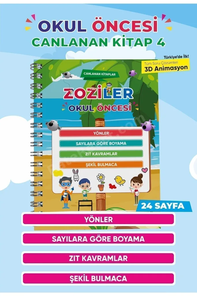 Okul Öncesi Canlanan Kitap Seti - İlkokula Hazırlık - (5 KİTAP)