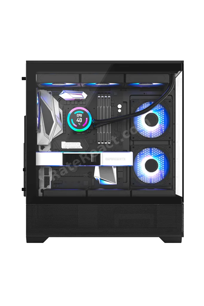 CF925 Tamperli Cam Gaming Oyuncu Kasası Siyah - 3 RGB Fanlı, Kumandalı, ITX/M-ATX/ATX/E-ATX Uyumlu