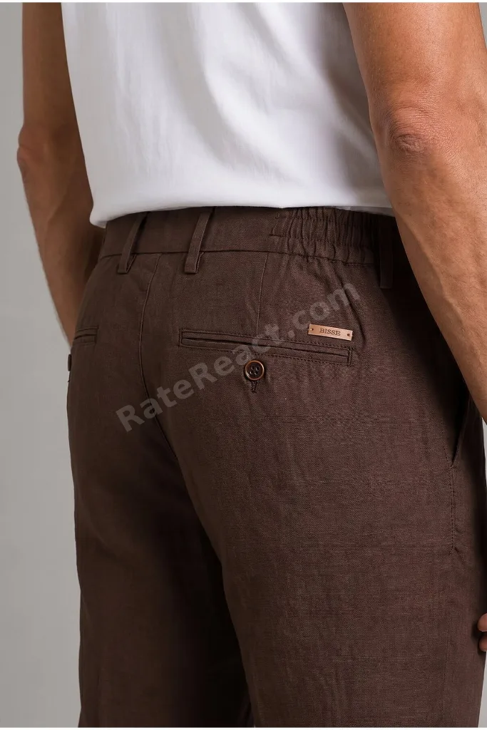 Kahve Keten Jogger İpli Spor Pantolon
