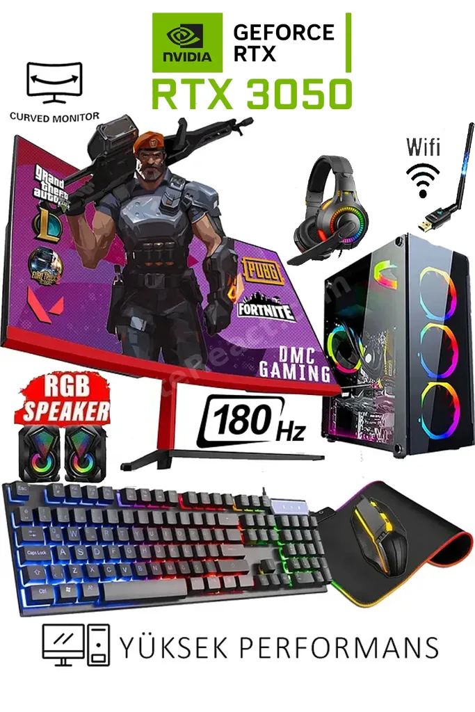 N342 Windows 11 / Ryzen 5 5500 32GB RAM 1TB SSD RTX3050 24" 180Hz Masaüstü Oyun Bilgisayarı
