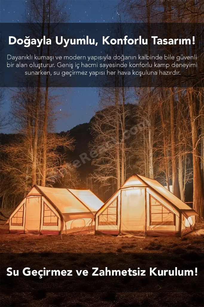 12 Kişilik Şişme Kamp Çadırı - 4 Mevsim Su Geçirmez Pencereli Kamp Çadırı 300x400 cm