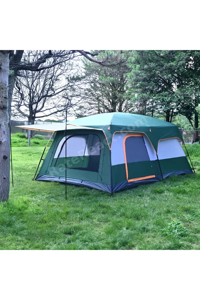 10 KİŞİLİK 2 ODALI TENTELİ KAMP ÇADIRI 430X305X200 (YEŞİL)