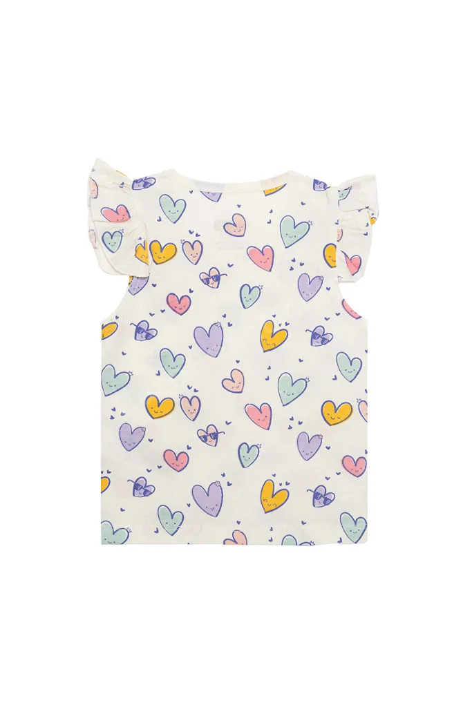 HelloBaby Basic Kız Kalp Desenli Atlet T-shirt Kız Bebek