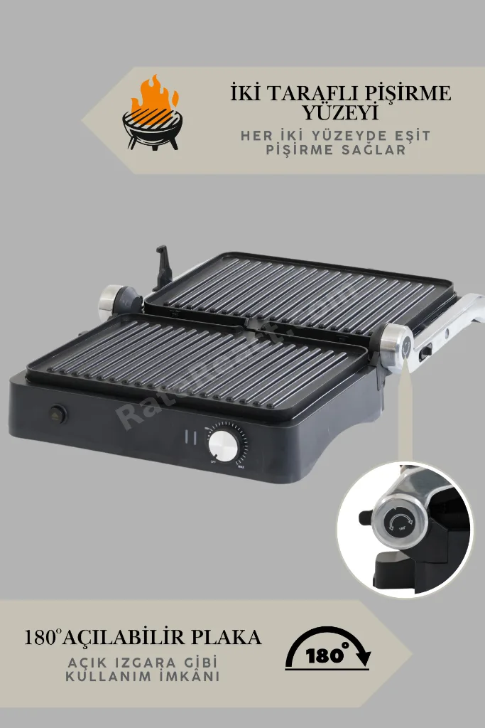 Primo Tost Makinesi | 2000W Güç | Yapışmaz Plaka | Yağ Hazneli Termostatlı Tost Makinası