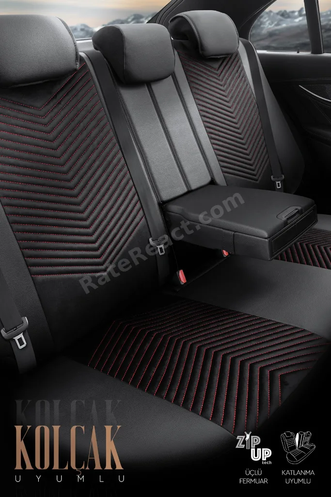 Advanced Design Özel Tasarım Premium Süet-deri Ekstra Destekli Universal Oto Koltuk Kılıfı Tam Set