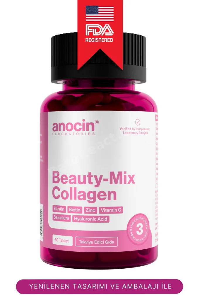 BEAUTY MİX COLLAGEN TİP I,II,III +ELASTİN,BİOTİN,ZİNC, VİTAMİN C, SELENYUM, HYALURONİC ACİD, KOLAJEN