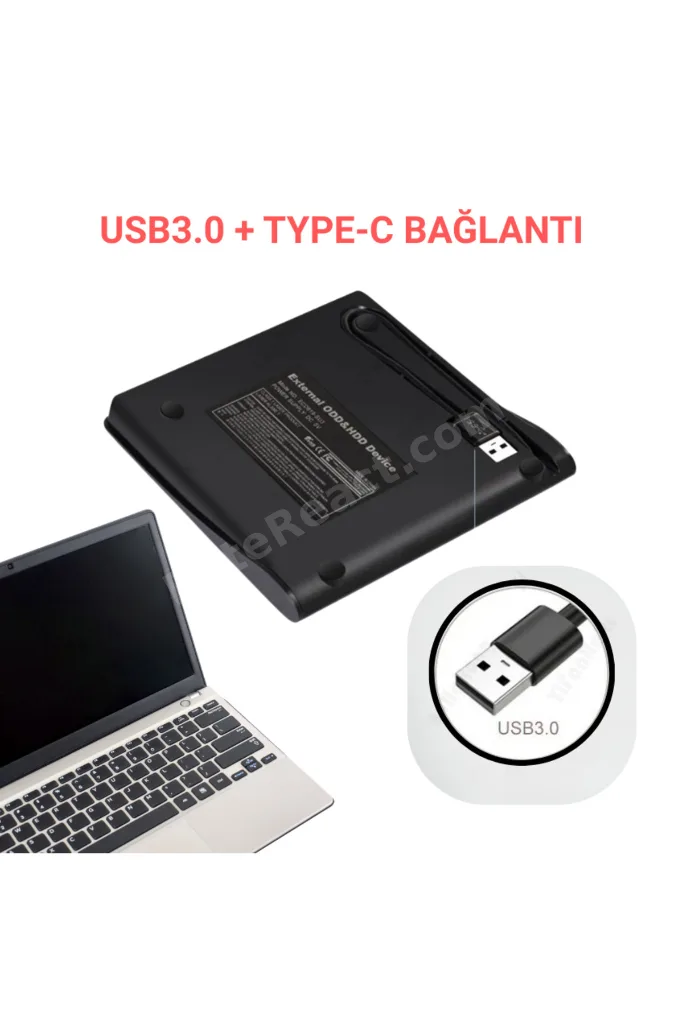 Harici DVD RW Taşınabilir Ultra İnce USB 3.0 Type-C CD/DVD Yazıcı Okuyucu
