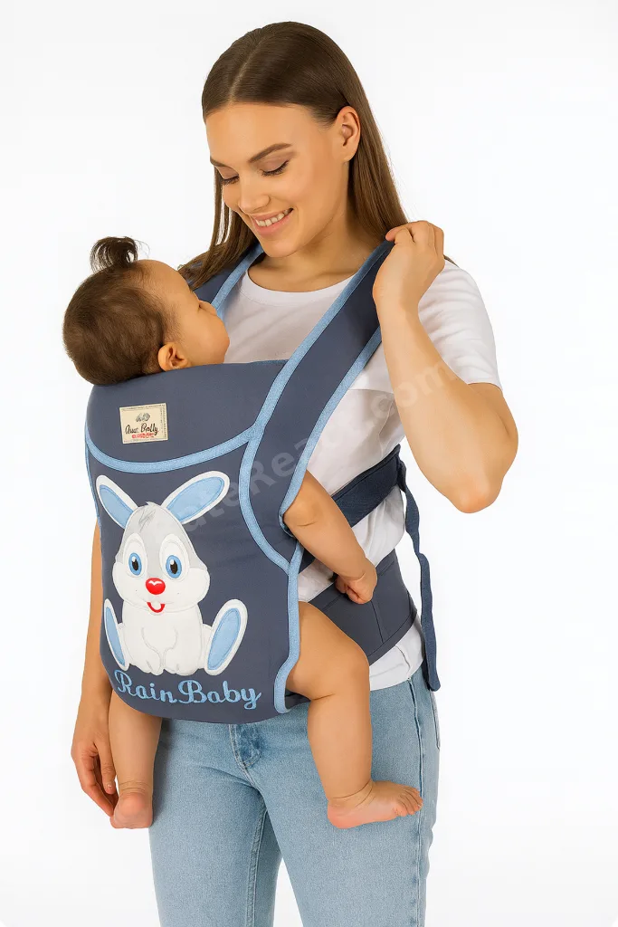 Bebek Kanguru Taşıma Çantası Ergonomik Rahat Taşıyıcı Tavşan Desenli