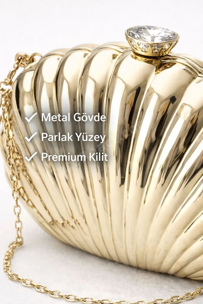 Shell Metal Zincirli Kadın Abiye Çantası