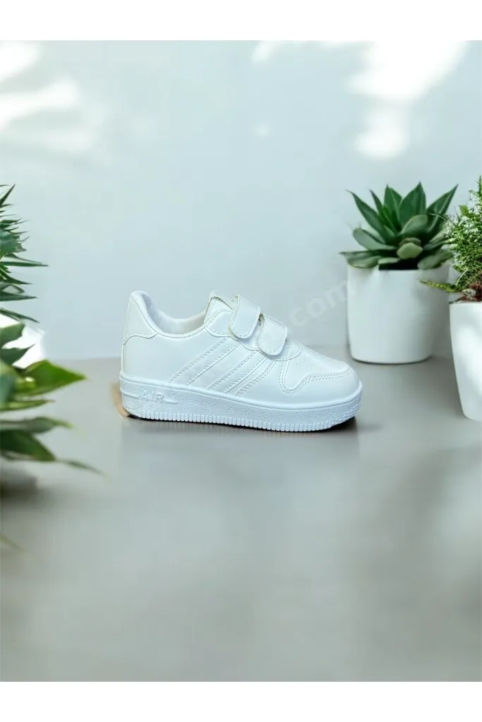 Unisex Beyaz Cırtlı Spor Ayakkabı Rahat Snekars