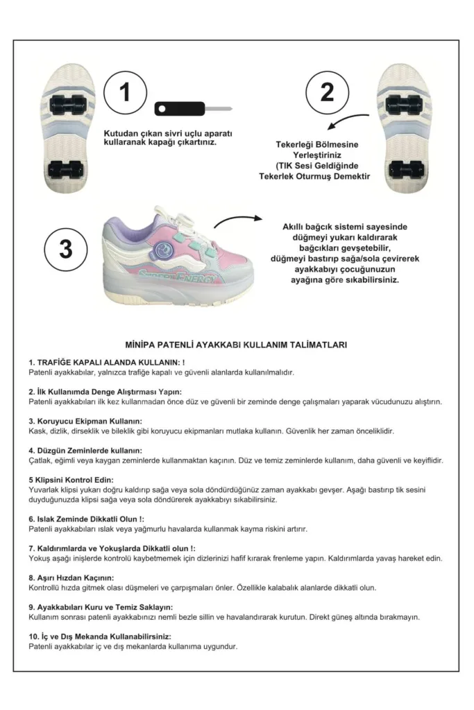 Işıklı Patenli 4 Tekerlekli Spor & Paten Dönüşümlü (On-Off Işık Sistemli) Çocuk Ayakkabısı