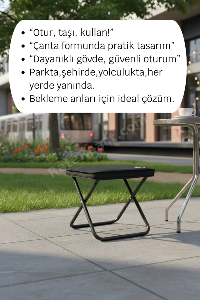 Cüzdan Boy Mini Katlanır Kamp Sandalyesi - 120 kg Kapasiteli Taşınabilir Tabure