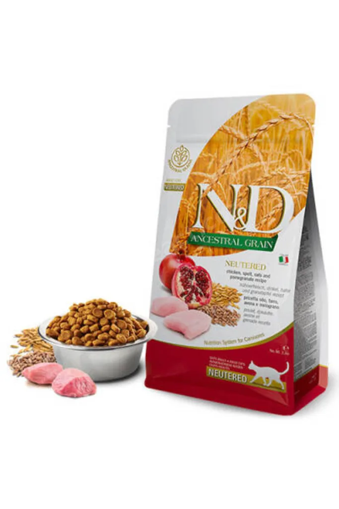 N&D Ancestral Grain Tavuklu Narlı Düşük Tahıllı Kısırlaştırılmış Kedi Maması 1,5 Kg