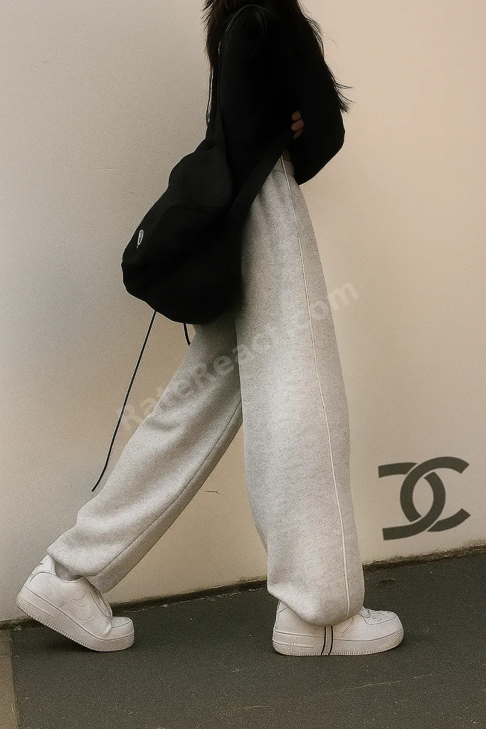 Harajuku Streetwear Side Strip Kadın Bol Ayarlanabilir Boru Paça Eşofman Altı