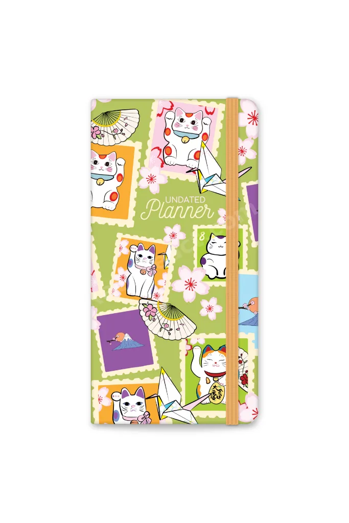 Charm Takılabilen Süresiz Haftalık Planlayıcı Cep Ajanda 9x17 cm Kedili Pul