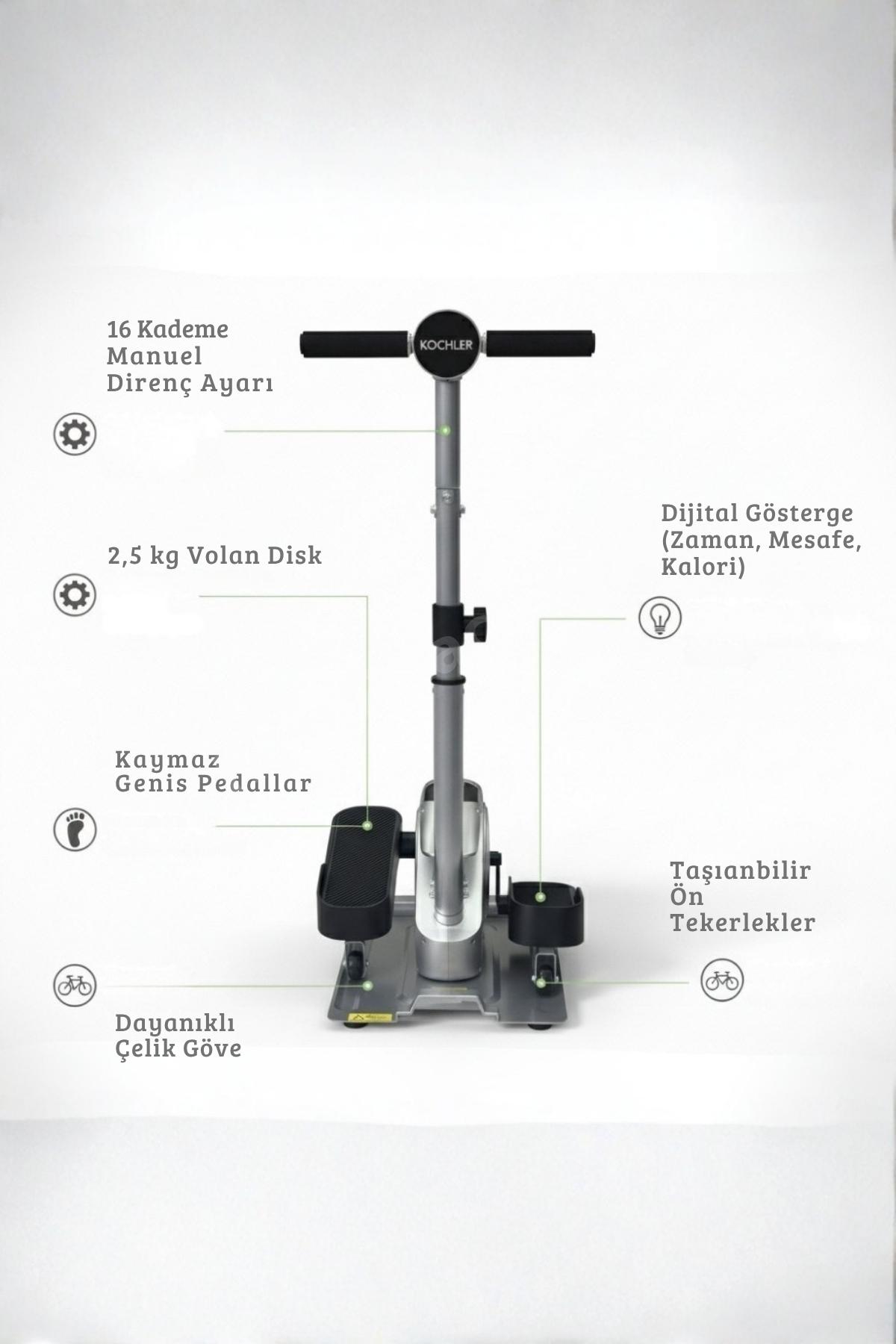 2’si 1 Arada Eliptik Stepper ve Mini Bisiklet – Ayakta ve Oturarak Kullanım