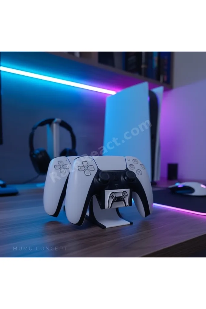 Ps5 Dualsense Çift Kol Standı Tutucu Joystick Kabartmalı 2'li Oyun Konsolu Aksesuarı Siyah Beyaz