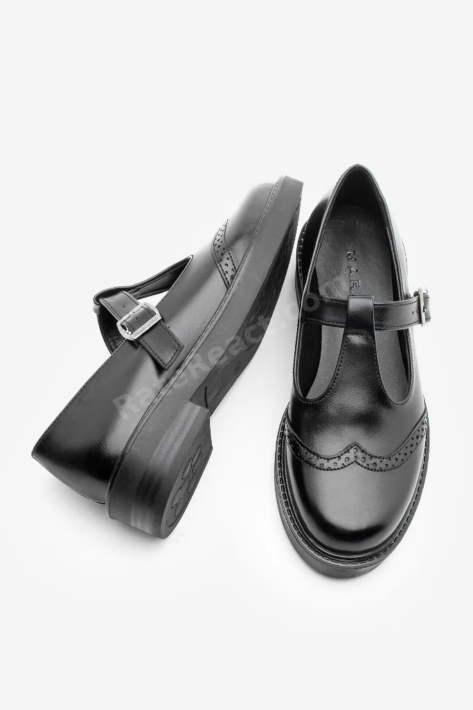 Kadın Loafer Çift Yüzlü Bantlı Günlük Ayakkabı Titra Siyah