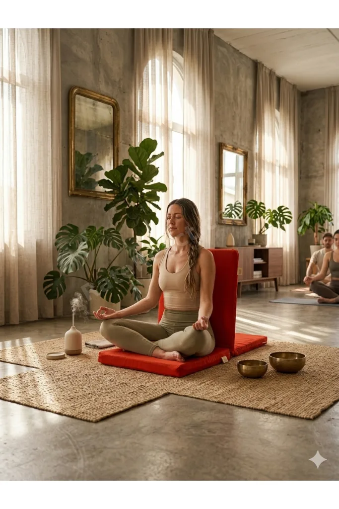 Meditasyon Sandalyesi – Sırt Destekli Yer Minderi, Pamuklu Kumaş