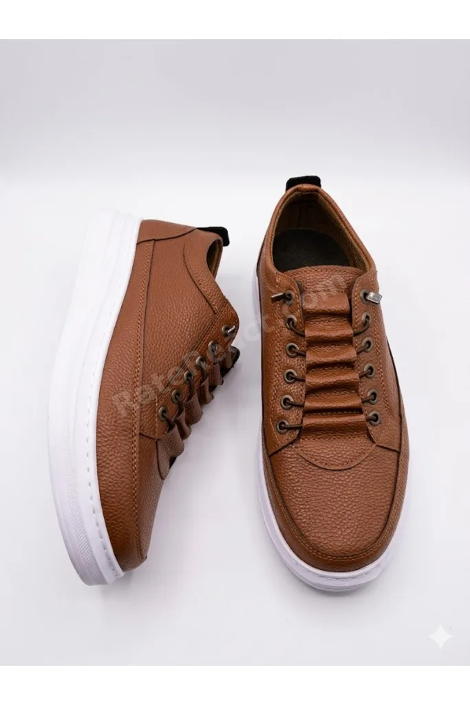Erkek Kahverengi Sneaker Lastikli Günlük Spor Ayakkabı