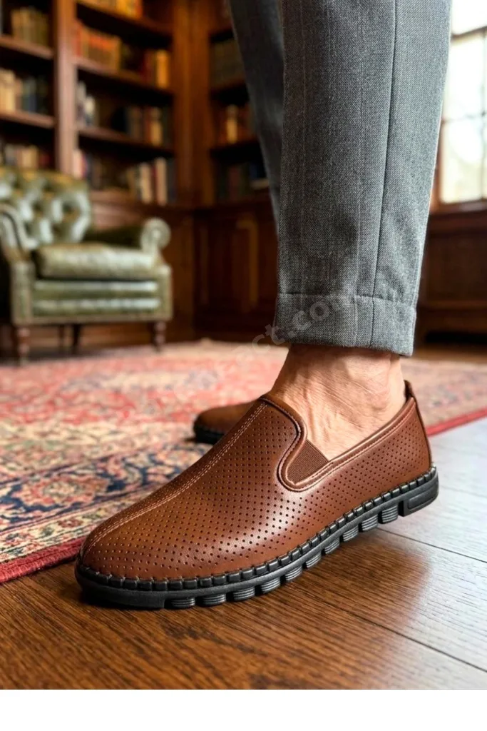 Walk Erkek Hakiki Deri El Dikişli Perfore Fuspedli Hafif Esnek Taban Günlük Casual Ayakkabı