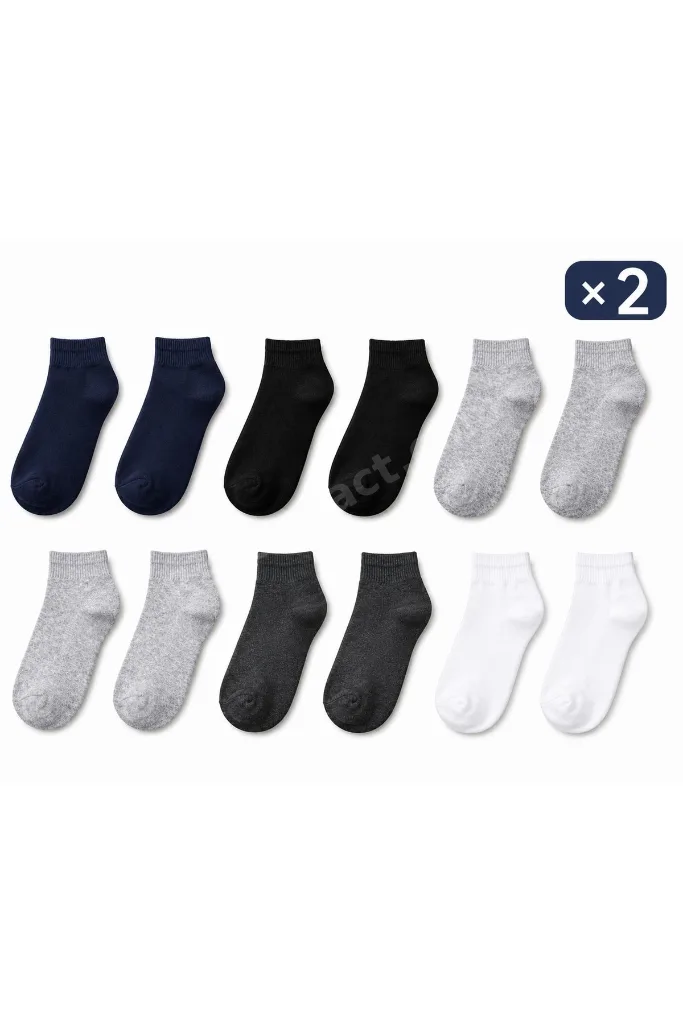 6 li renkli penye patik çorap unisex