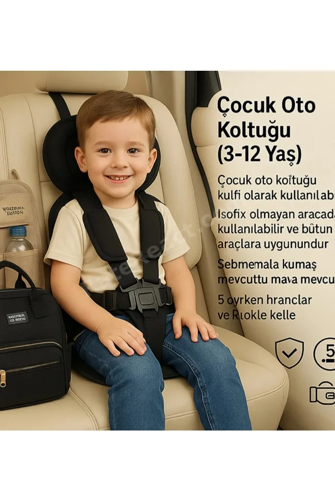 Bebek - Çoçuk Oto Koltuğu 3-12 Yaş Çoçuk Oto Koltuğu Emniyet Kemeri