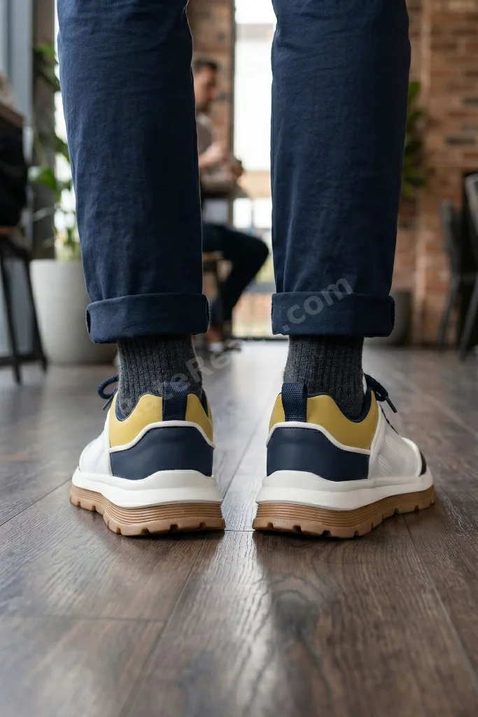 Rahat Beyaz Bağcıklı Günlük Spor Ayakkabı Erkek Sneaker Konforlu Şık Casual Ayakkabı