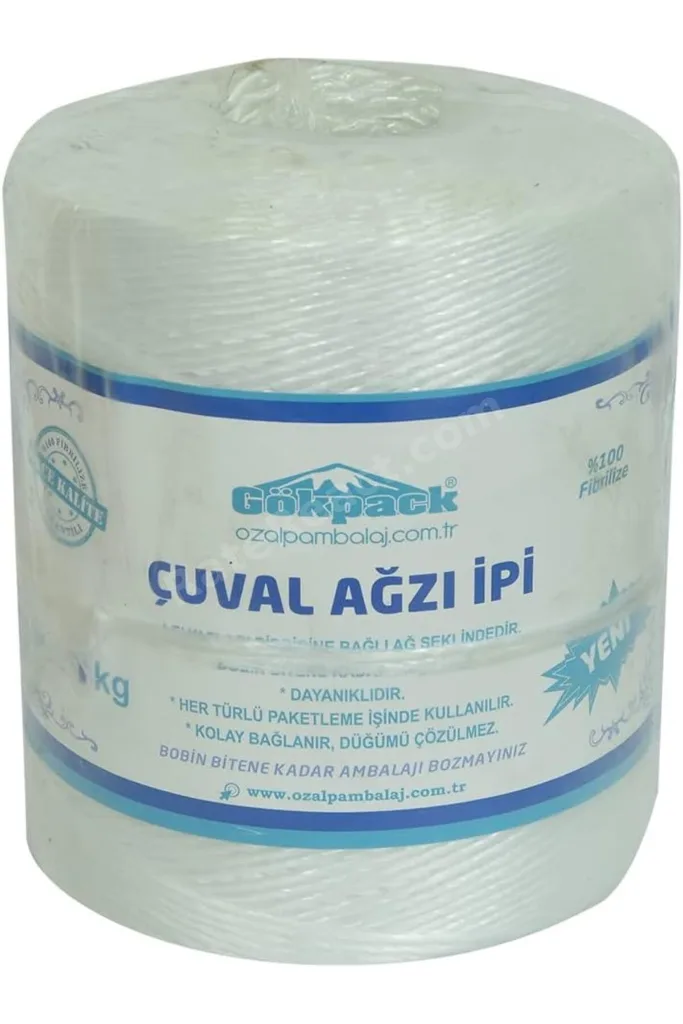 TTKTEKNOLOJİ Gökpack Çuval Ağzı İpi Yüzde 100 Fibrilizeli Naylon İp Beyaz 1000 Gr 1 Adet TTKTEKNOLOJ