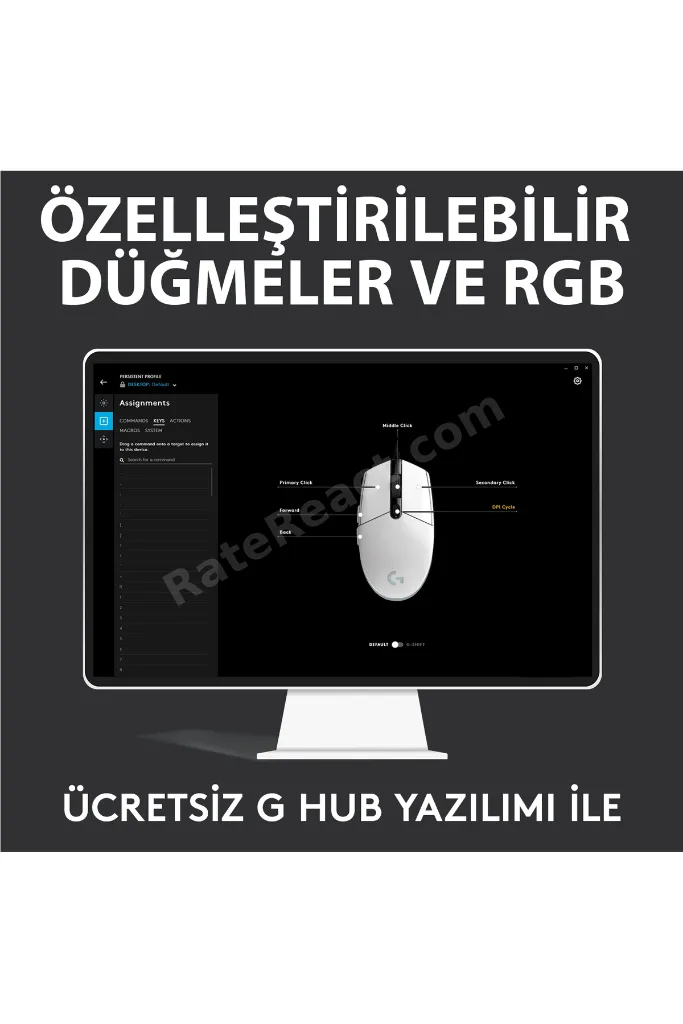 G G102 LIGHTSYNC RGB Aydınlatmalı 8000 DPI Kablolu Oyuncu Mouse, Siyah 910-005823