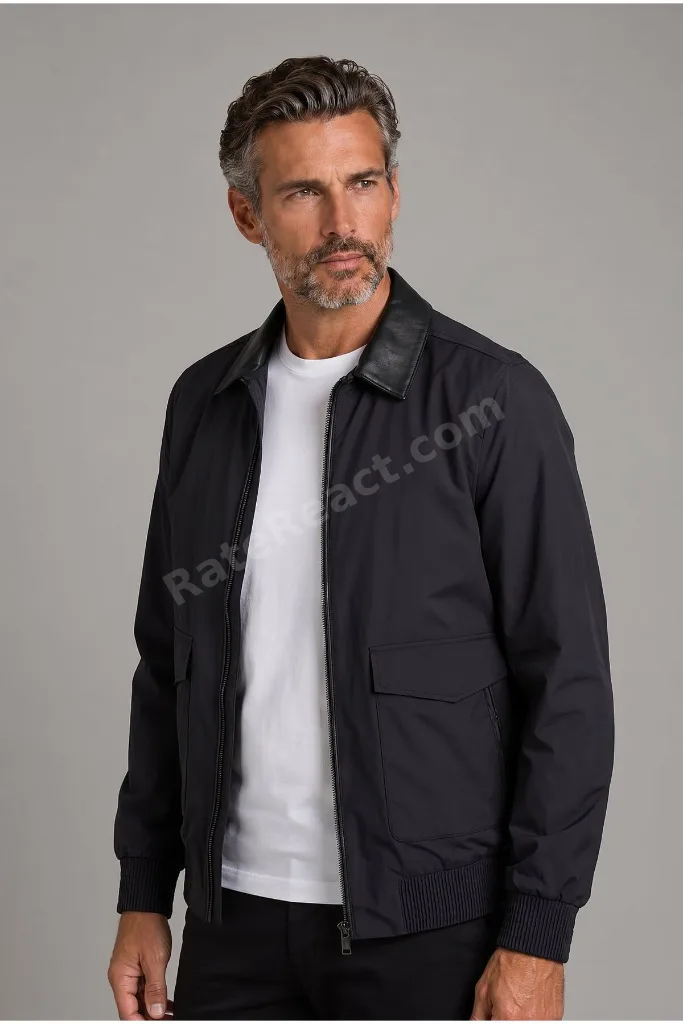 Siyah Regular Fit Mont Yaka Gömlek Polyamid Elastan
