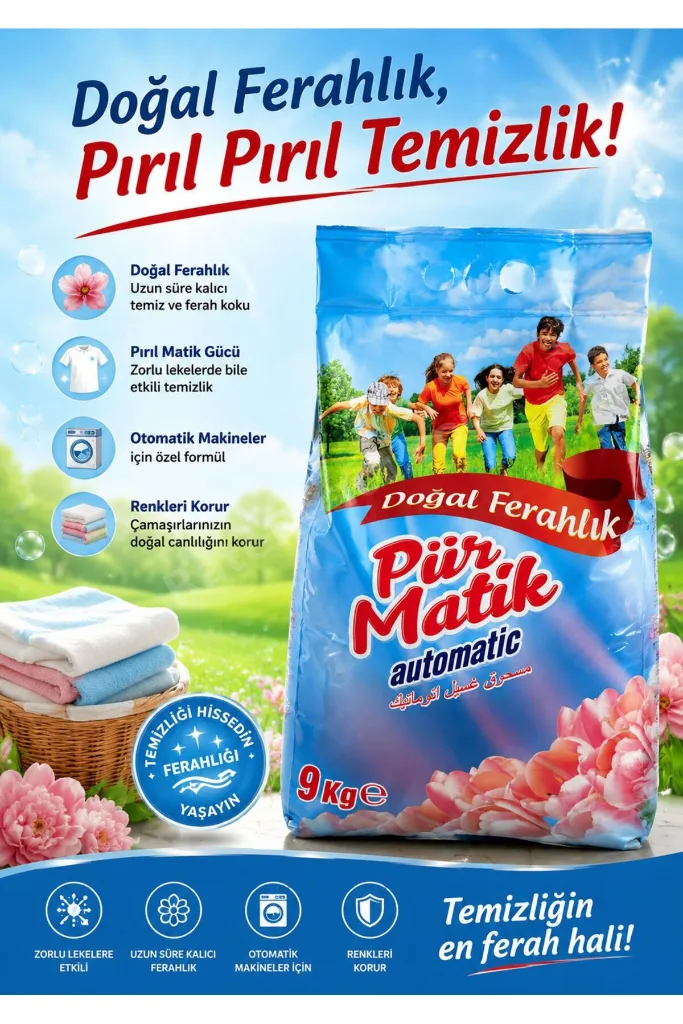 Doğal Ferahlık Beyazlar Ve Renkliler Hızlı Çözülme Toz Deterjan 9 Kg