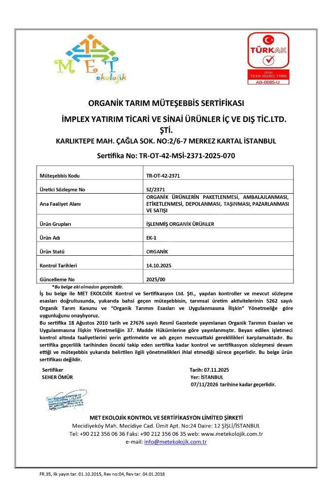 Organik Sertifikalı Tam Buğday Unu 5’li Set 5x1000 g